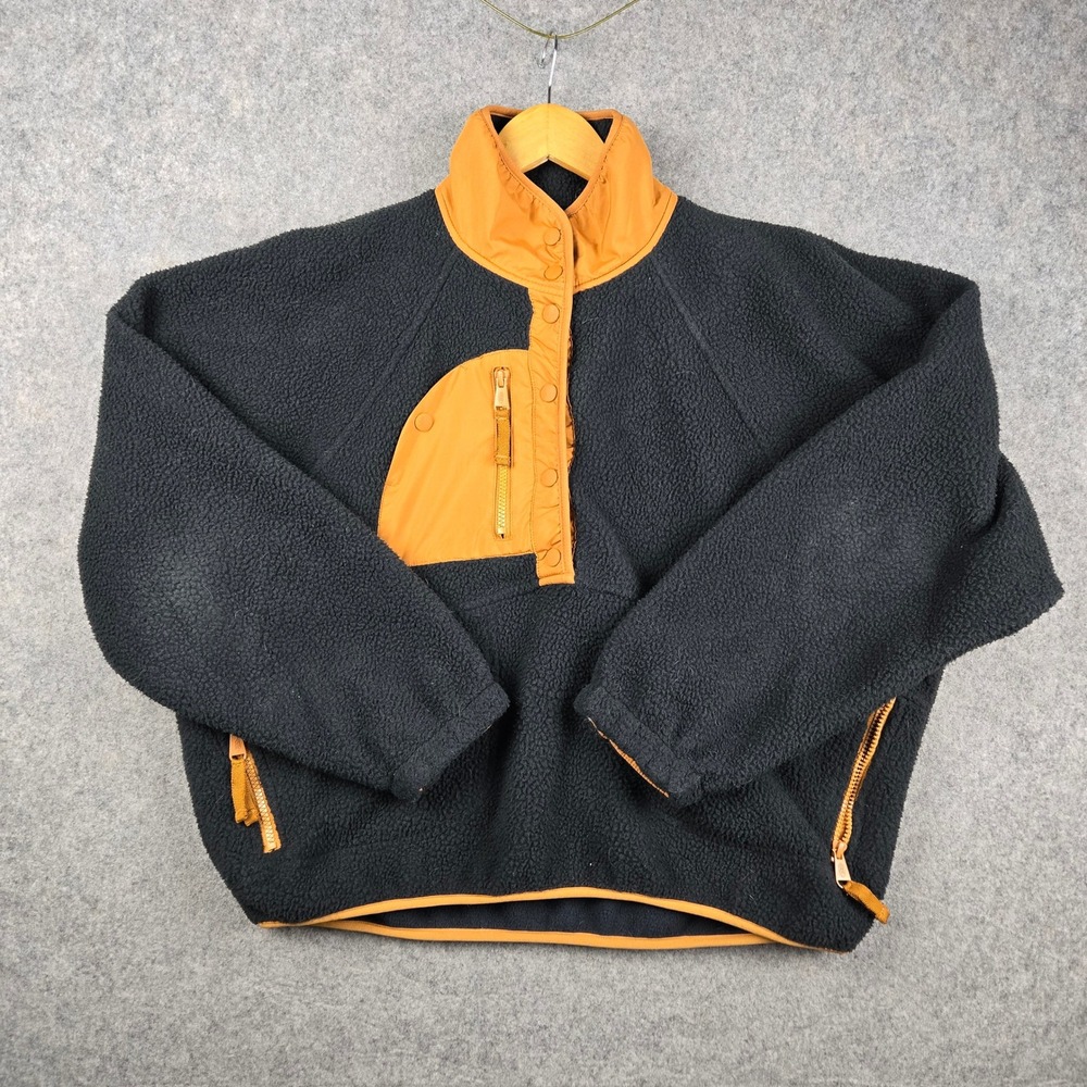 FP Movement Hit The Slopes Fleece Jacket Womens Medium Black Orange Pullover